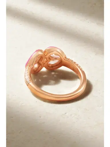 Kamyen Heart 18-karat Rose Gold, Diamond And Enamel Ring | Thumbnail 3