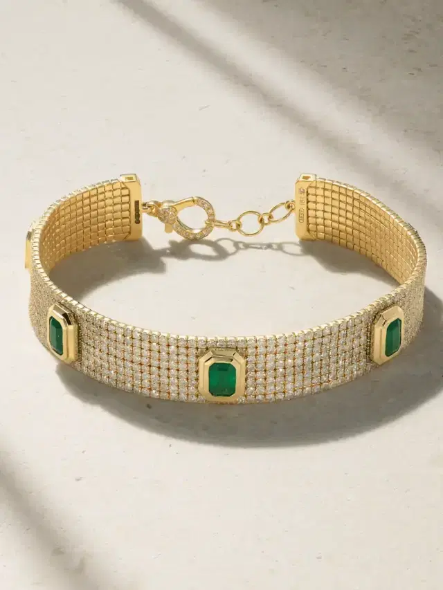 Elixir 18-karat Gold, Emerald And Diamond Bracelet