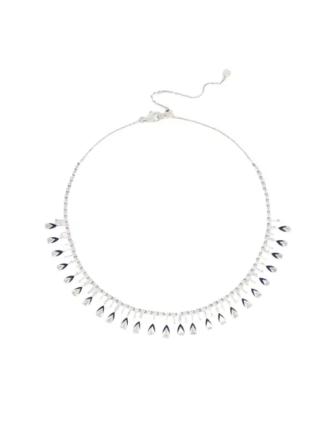 Pear 18-karat White Gold, Diamond And Enamel Choker