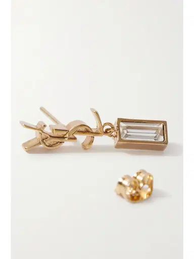 Saint Laurent Cassandre Gold-tone Crystal Single Earring | Thumbnail 4