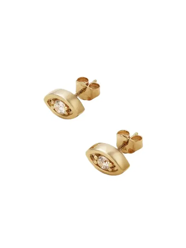 Sydney Evan Evil Eye 14-karat Gold Diamond Earrings