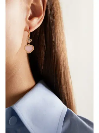 Chopard Happy Hearts 18-karat Rose Gold, Opal And Diamond Earrings | Thumbnail 2