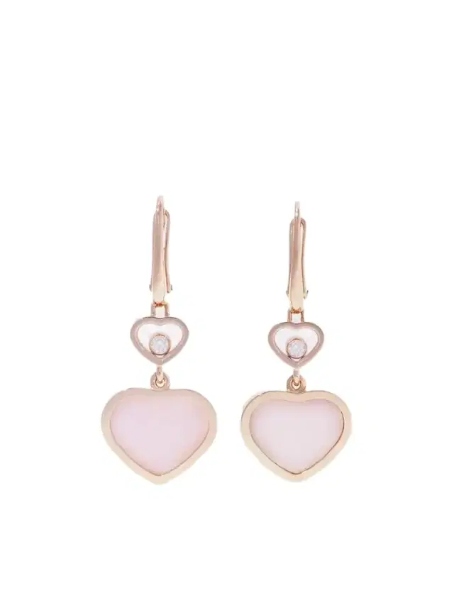 Chopard Happy Hearts 18-karat Rose Gold, Opal And Diamond Earrings