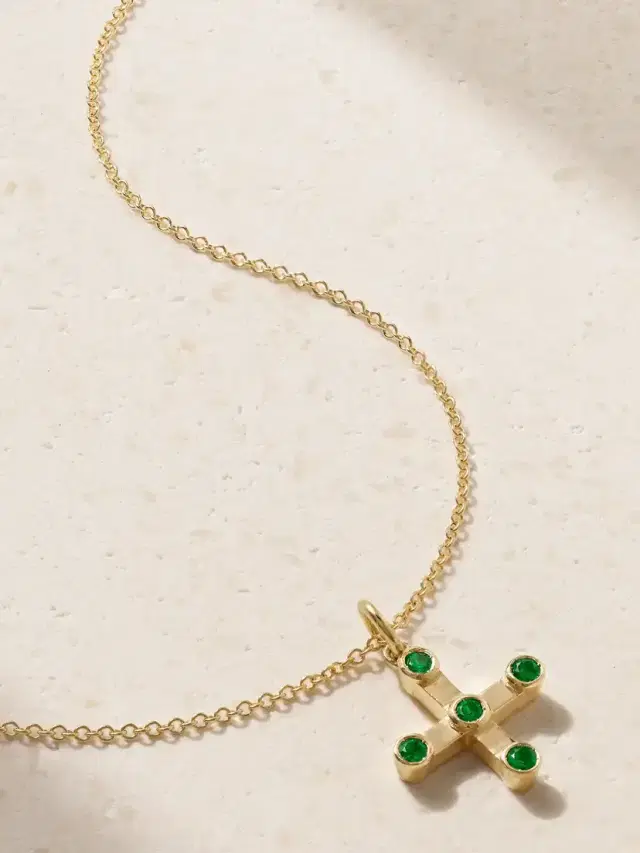 Stepping Stone 18-karat Gold Emerald Necklace