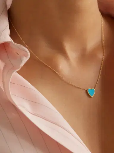 Jennifer Meyer Mini Heart 18-karat Gold Turquoise Necklace | Thumbnail 2 Jennifer Meyer Mini Heart 18-karat Gold Turquoise Necklace | Thumbnail 2