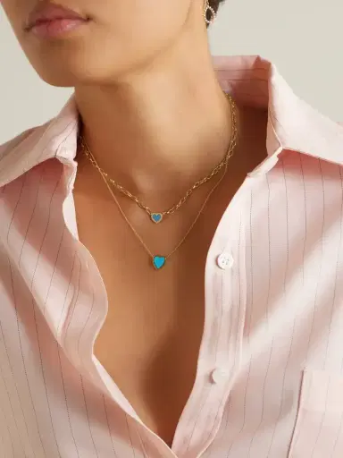 Jennifer Meyer Mini Heart 18-karat Gold Turquoise Necklace | Thumbnail 5 Jennifer Meyer Mini Heart 18-karat Gold Turquoise Necklace | Thumbnail 5