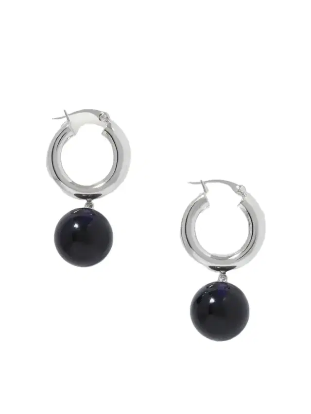 The Charlotte Silver And Glass Hoop Earrings
