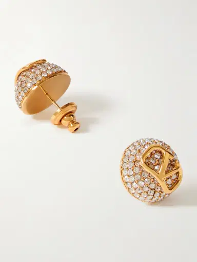Valentino Garavani Vlogo Gold-tone Crystal Earrings | Thumbnail 3