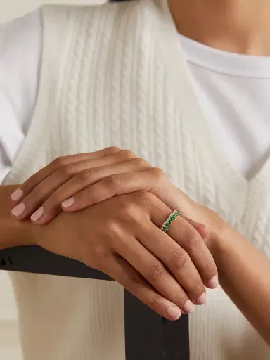 Suzanne Kalan Eternity 18-karat Gold, Emerald And Diamond Ring | Thumbnail 2 Suzanne Kalan Eternity 18-karat Gold, Emerald And Diamond Ring | Thumbnail 2