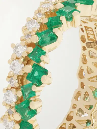 Suzanne Kalan Eternity 18-karat Gold, Emerald And Diamond Ring | Thumbnail 4 Suzanne Kalan Eternity 18-karat Gold, Emerald And Diamond Ring | Thumbnail 4
