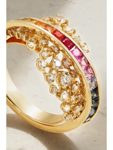 Ananya Scatter Rainbow Energy 18-karat Gold, Diamond And Sapphire Ring | Thumbnail 5 Ananya Scatter Rainbow Energy 18-karat Gold, Diamond And Sapphire Ring | Thumbnail 5