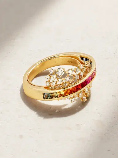 Ananya Scatter Rainbow Energy 18-karat Gold, Diamond And Sapphire Ring | Thumbnail 1 Ananya Scatter Rainbow Energy 18-karat Gold, Diamond And Sapphire Ring | Thumbnail 1
