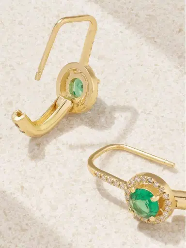 Ileana Makri Waterfall 18-karat Gold, Emerald And Diamond Earrings | Thumbnail 3