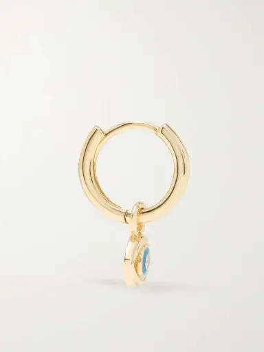 Alison Lou Evil Eye Huggy 14-karat Gold, Diamond And Enamel Single Hoop Earring | Thumbnail 3 Alison Lou Evil Eye Huggy 14-karat Gold, Diamond And Enamel Single Hoop Earring | Thumbnail 3