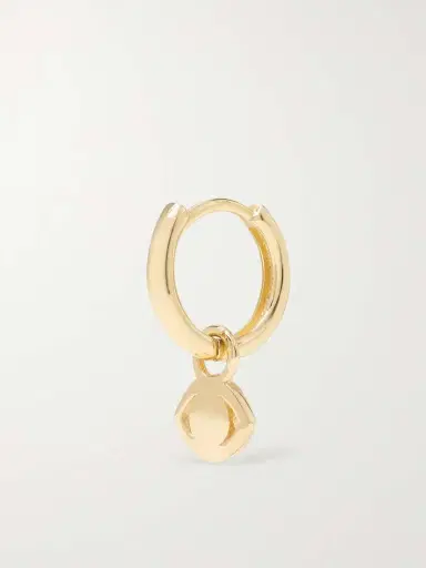 Alison Lou Evil Eye Huggy 14-karat Gold, Diamond And Enamel Single Hoop Earring | Thumbnail 4 Alison Lou Evil Eye Huggy 14-karat Gold, Diamond And Enamel Single Hoop Earring | Thumbnail 4