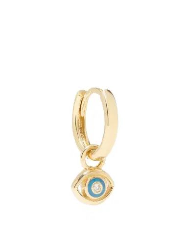 Alison Lou Evil Eye Huggy 14-karat Gold, Diamond And Enamel Single Hoop Earring | Thumbnail 1 Alison Lou Evil Eye Huggy 14-karat Gold, Diamond And Enamel Single Hoop Earring | Thumbnail 1