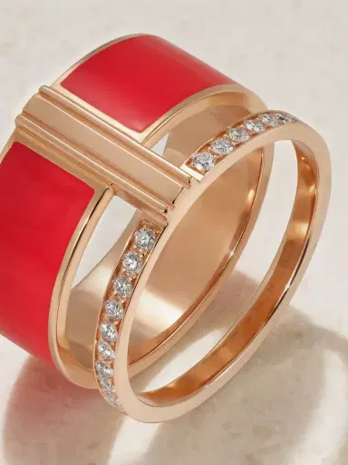 Repossi Berbere 18-karat Rose Gold, Lacquer And Diamond Ring | Thumbnail 4 Repossi Berbere 18-karat Rose Gold, Lacquer And Diamond Ring | Thumbnail 4