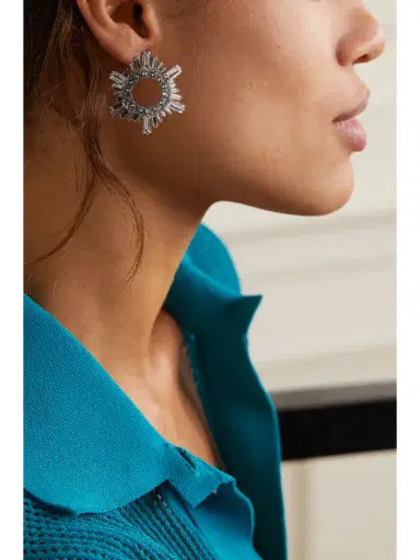 Amina Muaddi Begum Mini Silver-tone And Crystal Earrings | Thumbnail 2