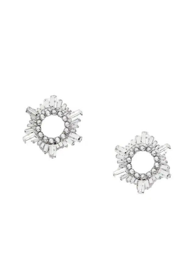 Amina Muaddi Begum Mini Silver-tone And Crystal Earrings