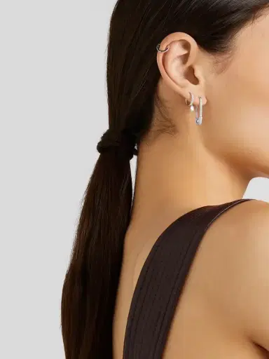 Anita Ko Safety Pin 18-karat White Gold Diamond Single Earring | Thumbnail 2