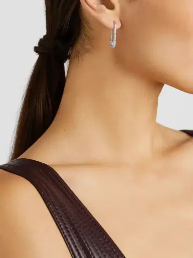 Anita Ko Safety Pin 18-karat White Gold Diamond Single Earring | Thumbnail 4