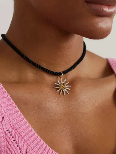 Yvonne Léon Soleil 9-karat Gold, Cord, Citrine And Diamond Necklace | Thumbnail 2 Yvonne Léon Soleil 9-karat Gold, Cord, Citrine And Diamond Necklace | Thumbnail 2