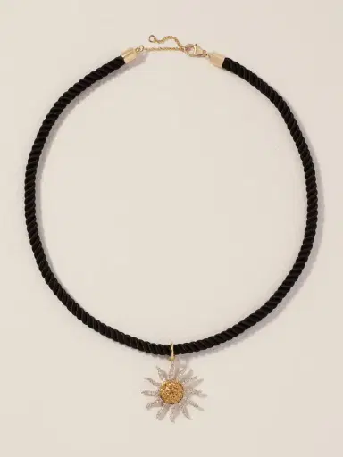 Yvonne Léon Soleil 9-karat Gold, Cord, Citrine And Diamond Necklace | Thumbnail 4 Yvonne Léon Soleil 9-karat Gold, Cord, Citrine And Diamond Necklace | Thumbnail 4
