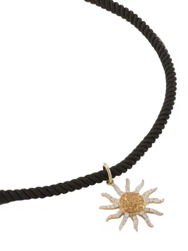 Yvonne Léon Soleil 9-karat Gold, Cord, Citrine And Diamond Necklace | Thumbnail 1 Yvonne Léon Soleil 9-karat Gold, Cord, Citrine And Diamond Necklace | Thumbnail 1