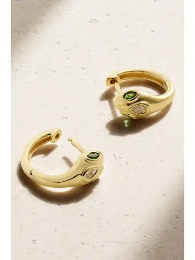 Anita Ko Snake 18-karat Gold, Emerald And Diamond Hoop Earrings | Thumbnail 3 Anita Ko Snake 18-karat Gold, Emerald And Diamond Hoop Earrings | Thumbnail 3