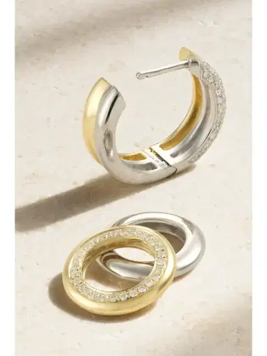Yvonne Léon 9-karat White And Yellow Gold Diamond Single Earring | Thumbnail 3
