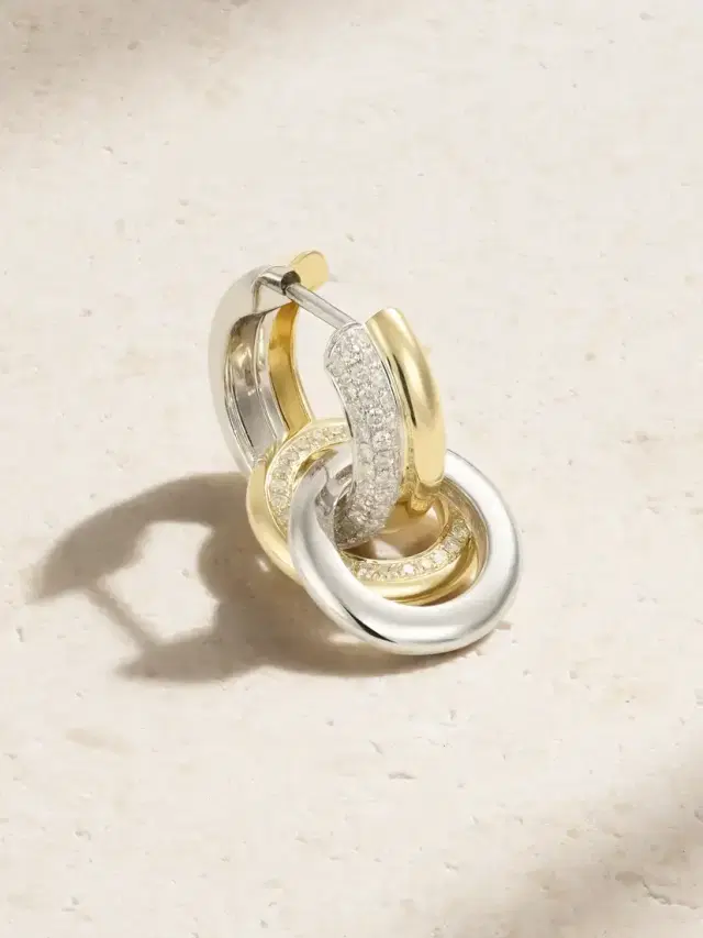 9-karat White And Yellow Gold Diamond Single Earring