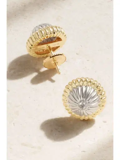 Yvonne Léon 9-karat White And Yellow Gold Diamond Earrings | Thumbnail 3 Yvonne Léon 9-karat White And Yellow Gold Diamond Earrings | Thumbnail 3