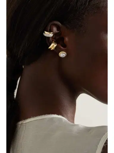Yvonne Léon 9-karat White And Yellow Gold Diamond Earrings | Thumbnail 4 Yvonne Léon 9-karat White And Yellow Gold Diamond Earrings | Thumbnail 4