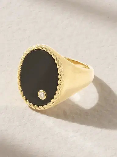 Yvonne Léon 9-karat Gold, Onyx And Diamond Signet Ring | Thumbnail 1