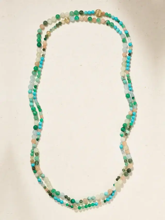 Nature 18-karat Gold Multi-stone Beaded Necklace