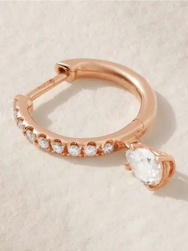 Anita Ko Huggies 18-karat Rose Gold Diamond Single Hoop Earring | Thumbnail 3 Anita Ko Huggies 18-karat Rose Gold Diamond Single Hoop Earring | Thumbnail 3