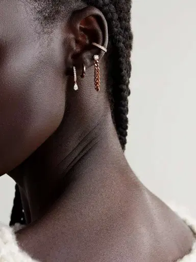 Anita Ko Huggies 18-karat Rose Gold Diamond Single Hoop Earring | Thumbnail 4 Anita Ko Huggies 18-karat Rose Gold Diamond Single Hoop Earring | Thumbnail 4