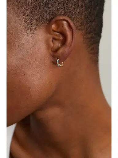 Sydney Evan 14-karat Gold, Turquoise And Diamond Hoop Earrings | Thumbnail 2 Sydney Evan 14-karat Gold, Turquoise And Diamond Hoop Earrings | Thumbnail 2