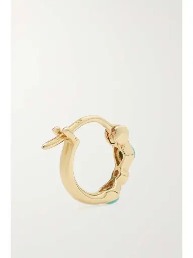 Sydney Evan 14-karat Gold, Turquoise And Diamond Hoop Earrings | Thumbnail 3 Sydney Evan 14-karat Gold, Turquoise And Diamond Hoop Earrings | Thumbnail 3