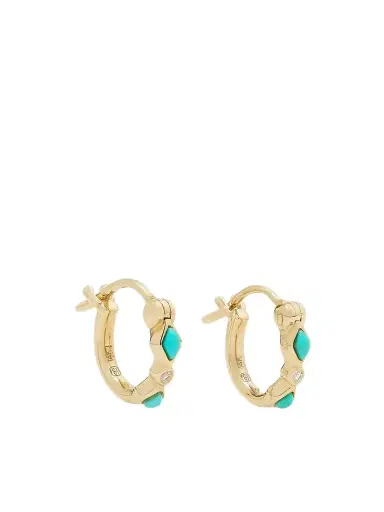 Sydney Evan 14-karat Gold, Turquoise And Diamond Hoop Earrings | Thumbnail 1 Sydney Evan 14-karat Gold, Turquoise And Diamond Hoop Earrings | Thumbnail 1
