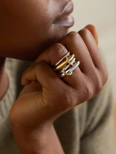 Spinelli Kilcollin Cici Set Of Four 18k Yellow And Pink Gold And Sterling Silver Rings | Thumbnail 2 Spinelli Kilcollin Cici Set Of Four 18k Yellow And Pink Gold And Sterling Silver Rings | Thumbnail 2