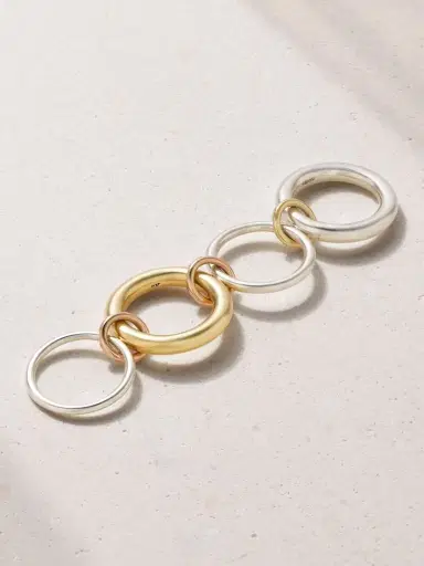 Spinelli Kilcollin Cici Set Of Four 18k Yellow And Pink Gold And Sterling Silver Rings | Thumbnail 3 Spinelli Kilcollin Cici Set Of Four 18k Yellow And Pink Gold And Sterling Silver Rings | Thumbnail 3