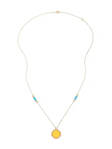L’Atelier Nawbar Hexagon Amulet 18-karat Rose Gold, Turquoise And Diamond Necklace | Thumbnail 1