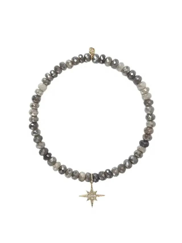 Sydney Evan Small Starburst 14-karat Gold, Silverite And Diamond Bracelet