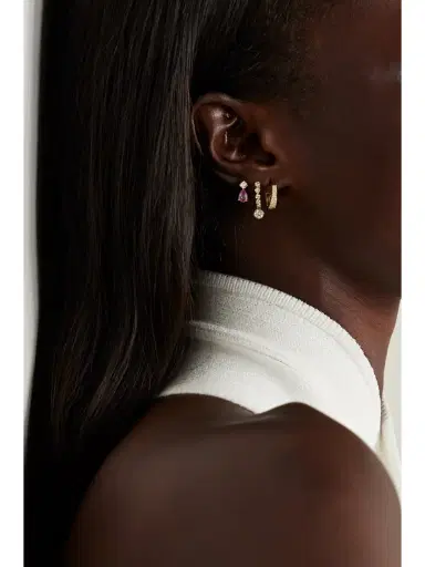 Anita Ko Huggies 18-karat Gold Diamond Hoop Earrings | Thumbnail 4 Anita Ko Huggies 18-karat Gold Diamond Hoop Earrings | Thumbnail 4
