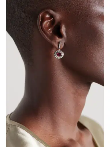 Marlo Laz Lexi 14-karat Gold, Rhodolite And Diamond Earrings | Thumbnail 2 Marlo Laz Lexi 14-karat Gold, Rhodolite And Diamond Earrings | Thumbnail 2