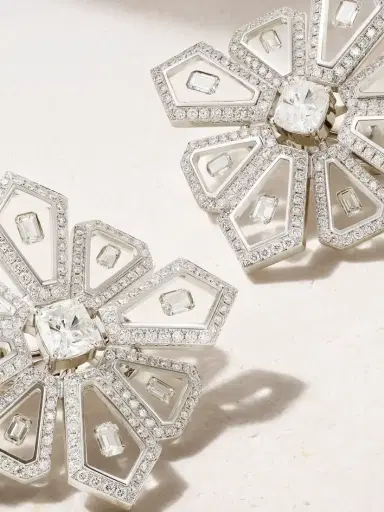 Nikos Koulis Universe 18-karat White Gold, Diamond And Enamel Earrings | Thumbnail 4 Nikos Koulis Universe 18-karat White Gold, Diamond And Enamel Earrings | Thumbnail 4