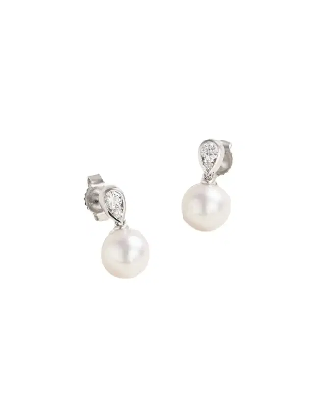 Morning Dew 18-karat White Gold, Pearl And Diamond Earrings