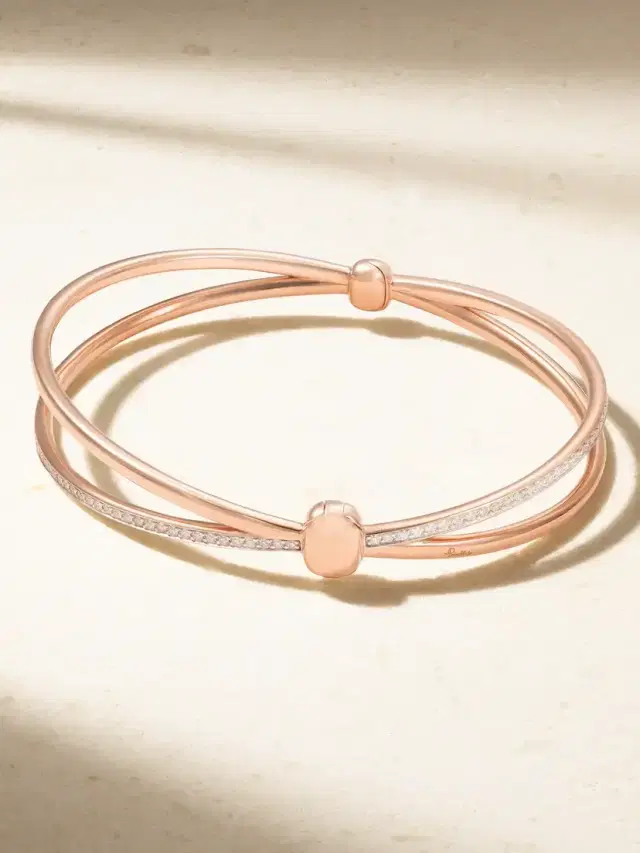 Together Rhodium-plated 18-karat Rose Gold Diamond Bracelet