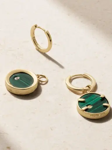 Mateo Convertible 14-karat Gold, Malachite And Diamond Earrings | Thumbnail 3 Mateo Convertible 14-karat Gold, Malachite And Diamond Earrings | Thumbnail 3